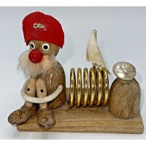 Vintage Danish Handmade Wooden Shipwrecked Wood Figurine Mail/Pen Holder Japan